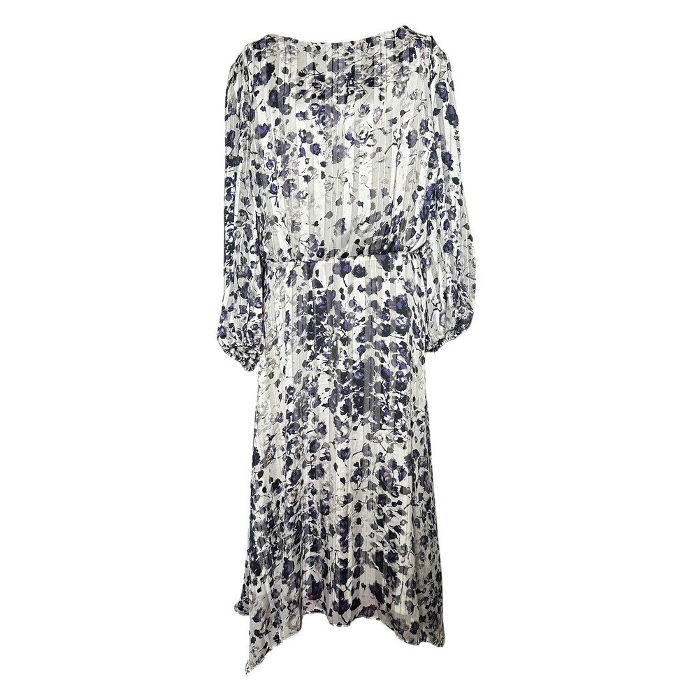 Lane Bryant Floral Pleated Wedding Guest Midi Dress Metallic Pinstripe SZ 20 NEW